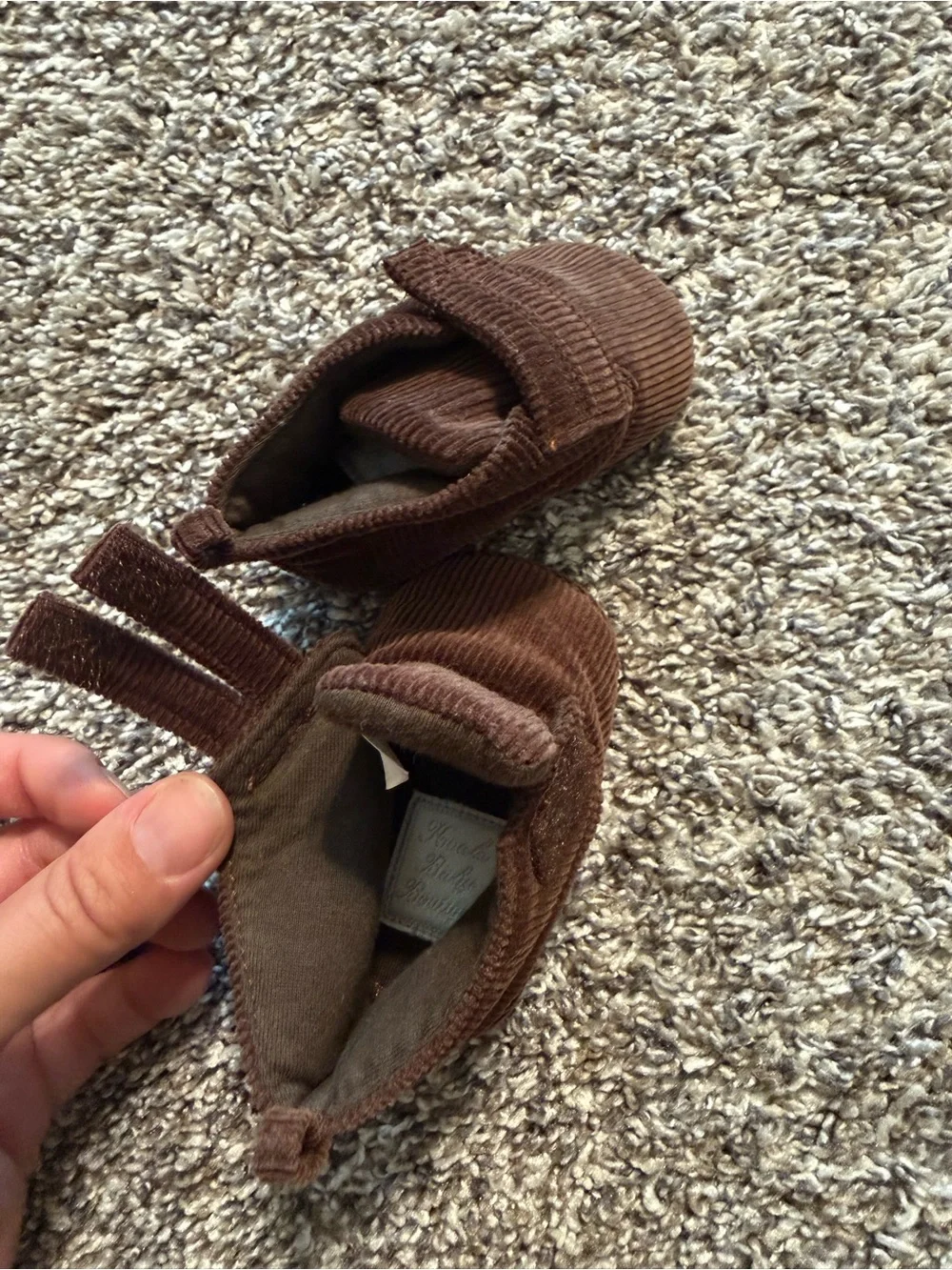 Vintage Corduroy Velcro Baby Shoes in Brown